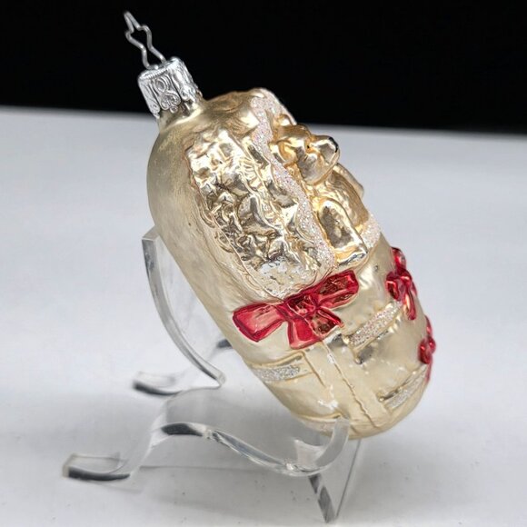 Inge Glas Teddy Bear in Crib German Glass Christmas Ornament 3.5" - Picture 2 of 6